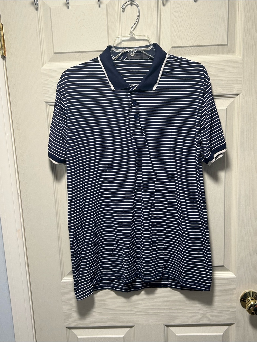 G/FORE Polo Shirt Mens Medium Blue Short Sleeve Stripes Bandon Dunes Golf